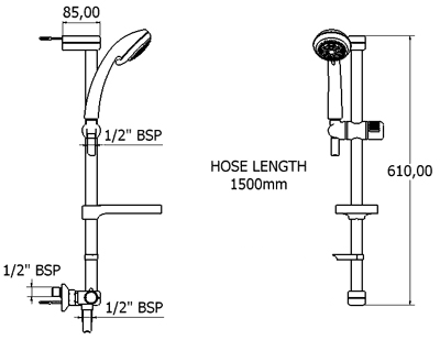 Modern Thermostatic Bar Shower Kit (Chrome). additional image