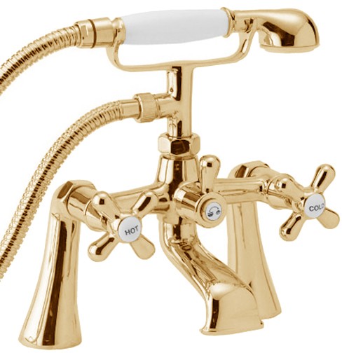 Bath Shower Mixer Tap With Shower Kit (Gold). additional image