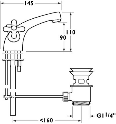 Mono Basin Mixer Tap With Pop Up Waste (Gold). additional image