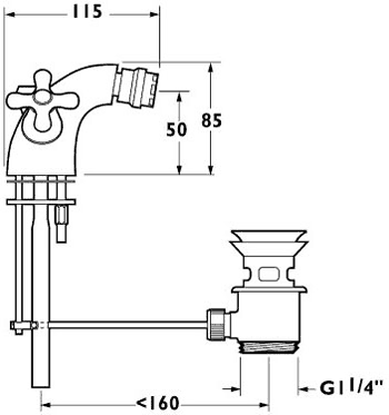 Mono Bidet Mixer Tap With Pop Up Waste (Gold). additional image