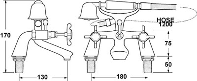 3/4" Bath Shower Mixer Tap With Shower Kit (Chrome). additional image