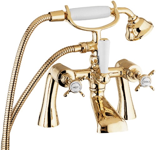 3/4" Bath Shower Mixer Tap With Shower Kit (Gold). additional image