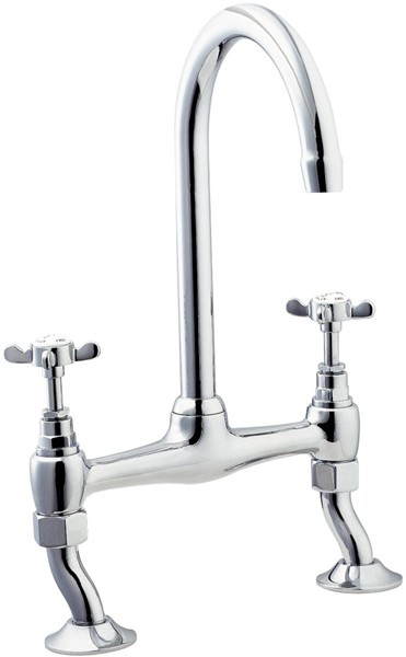 Bridge Sink Mixer Tap With Swivel Spout (Chrome). additional image