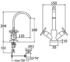 Mono Basin Mixer Tap With Swivel Spout & Pop Up Waste (Chrome). additional image