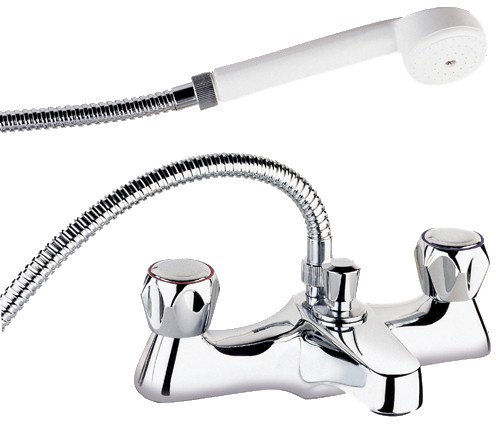 Bath Shower Mixer Tap With Shower Kit And Wall Bracket (Chrome). additional image