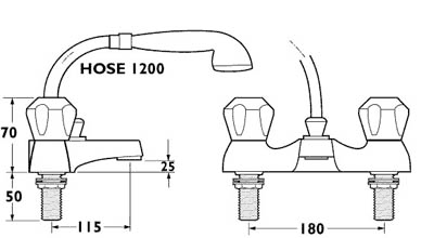 Bath Shower Mixer Tap With Shower Kit And Wall Bracket (Chrome). additional image