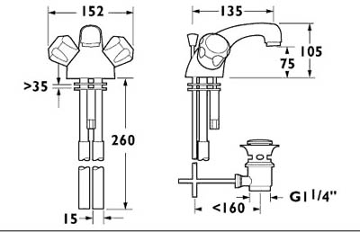 Mono Basin Mixer Tap With Pop Up Waste (Chrome). additional image