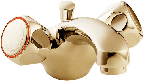 Mono Basin Mixer Tap With Pop Up Waste (Gold). additional image