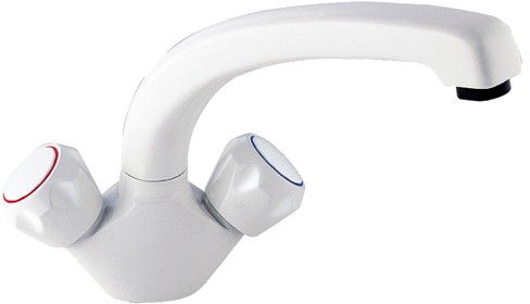 Dual Flow Kitchen Tap With Swivel Spout (White) additional image
