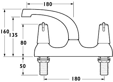 Deck Mounted Sink Mixer with 3" Levers & Swivel Spout. additional image