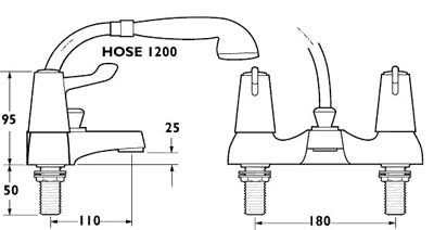 3" Lever Bath Shower Mixer Tap With Shower Kit. additional image