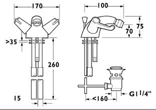 3" Lever Mono Bidet Mixer Tap. additional image