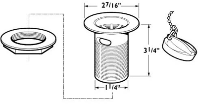 1 1/4" Basin Waste With Brass Plug And Chain (Slotted, Gold). additional image