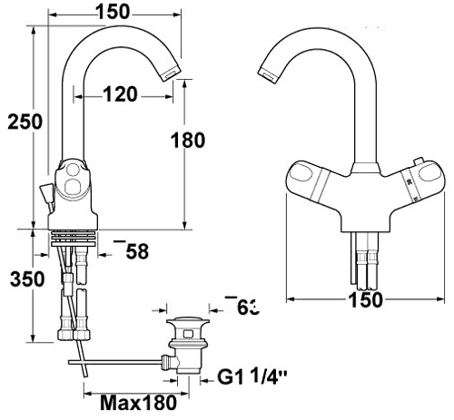 Thermostatic Basin Tap with Pop-up Waste. additional image