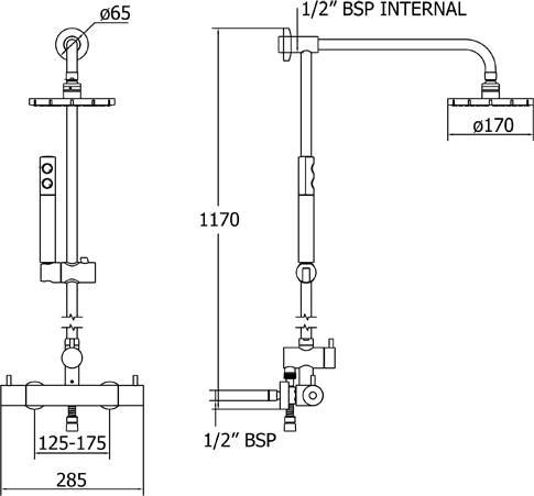 Thermostatic Shower Set With Valve, Riser & Head. additional image