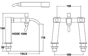 Bath Shower Mixer Tap With Shower Kit And Wall Bracket. additional image