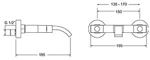 Wall Mounted Bath Filler Tap. additional image