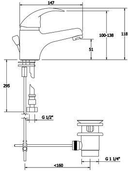 Mono Basin Mixer Tap With Pop Up Waste (Chrome). additional image