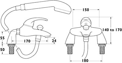 Bath Shower Mixer Tap With Shower Kit. additional image