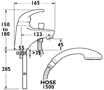 Mono Bath Shower Mixer Tap With Shower Kit. additional image