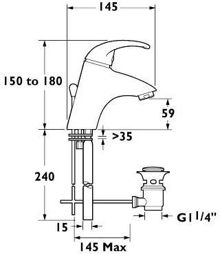 Mono Basin Mixer Tap With Pop Up Waste. additional image