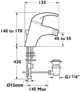 Mono Bidet Mixer Tap With Pop Up Waste. additional image