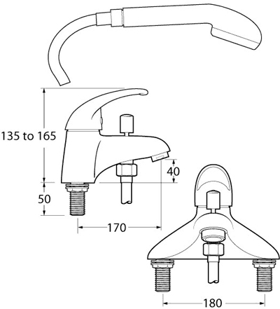 Single Lever Bath Shower Mixer Tap With Shower Kit. additional image