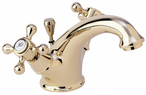 Mono Basin Mixer Tap With Pop Up Waste (Gold). additional image