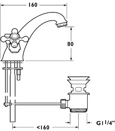 Mono Basin Mixer Tap With Pop Up Waste (Gold). additional image