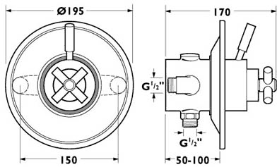 Concealed Thermostatic Shower Valve (Chrome). additional image