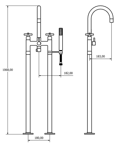 Bath Shower Mixer Tap With Stand Pipes And Shower Kit. additional image