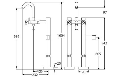 Bath Shower Mixer Tap With Stand Pipes And Shower Kit. additional image