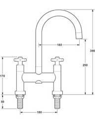Bridge Kitchen Sink Mixer Tap With Swivel Spout. additional image