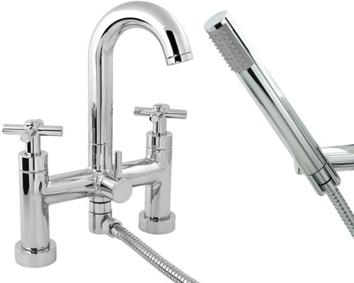 Deck Mounted Bath Shower Mixer Tap With Shower Kit. additional image