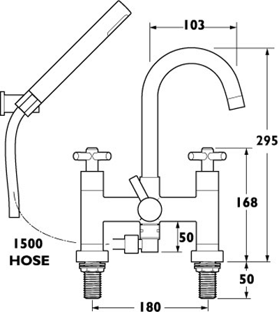 Deck Mounted Bath Shower Mixer Tap With Shower Kit. additional image