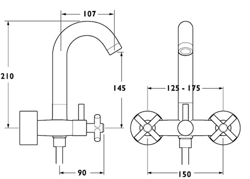 Wall Mounted Bath Shower Mixer Tap With Shower Kit. additional image