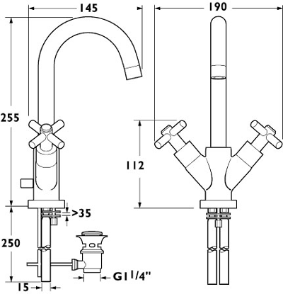 Mono Basin Mixer Tap With Swivel Spout And Pop Up Waste. additional image