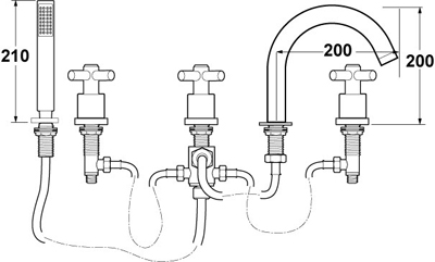 5 Hole Bath Shower Mixer Tap. additional image