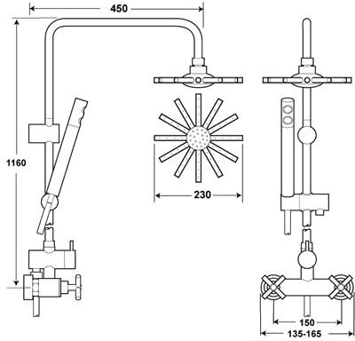 Manual Shower Valve and Rigid Riser with Star Head. additional image