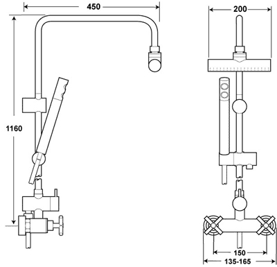 Manual Shower Valve and Rigid Riser with Bar Head. additional image