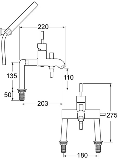 Bath Shower Mixer Tap With Shower Kit. additional image