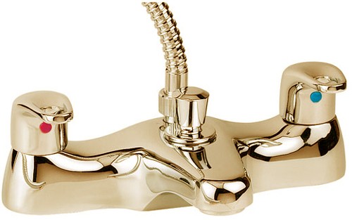 Bath Shower Mixer Tap With Shower Kit (Gold). additional image