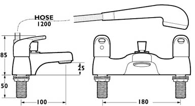 Bath Shower Mixer Tap With Shower Kit (Gold). additional image