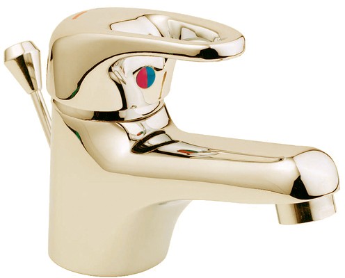 Mono Basin Mixer Tap With Pop Up Waste (Gold). additional image