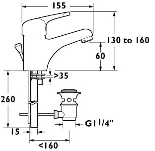 Mono Basin Mixer Tap With Pop Up Waste (Gold). additional image