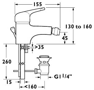 Mono Bidet Mixer Tap With Pop Up Waste (Chrome). additional image