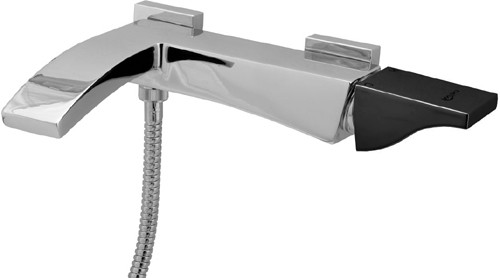 Wall Mounted Bath Shower Mixer Tap (Black Handle). additional image