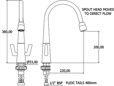 Flugel Kitchen Tap With Swivel Spout (Chrome). additional image