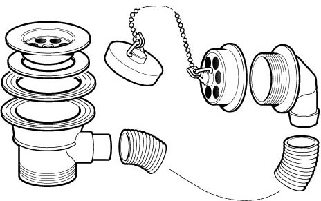 Contract Bath Waste With Poly Plug And Ball Chain (Chrome). additional image