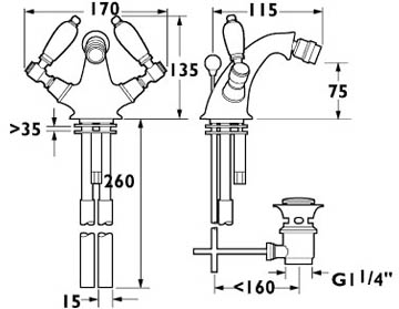 Mono Bidet Mixer Tap With Pop Up Waste (Chrome). additional image